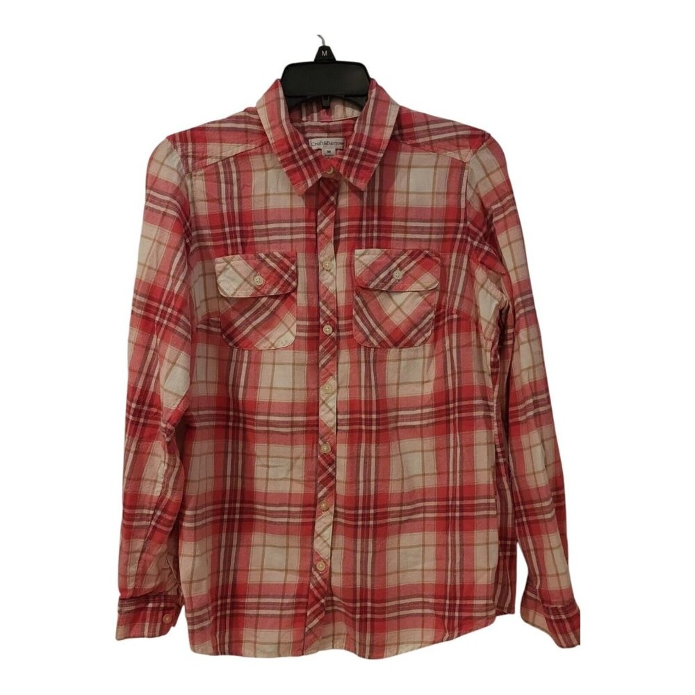 Croft & Barrow Top Women's Size MEDIUM Plaid Lightweight Flannel Long Sleeve Top